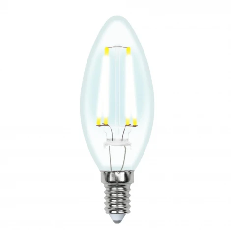 Лампочка светодиодная свеча прозрачная E14 9W 4000K Uniel LED-C35-9W/4000K/E14/CL PLS02WH
