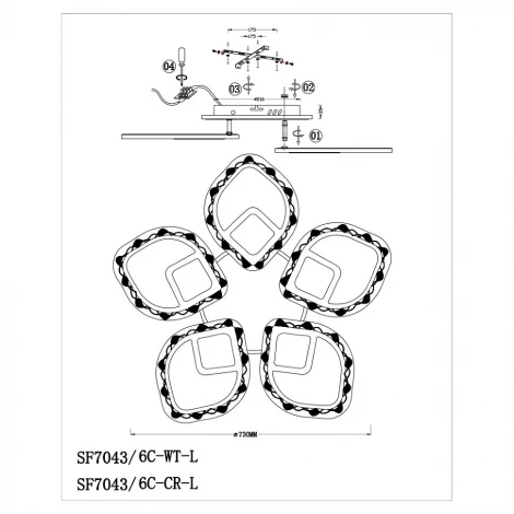 Потолочная люстра Seven Fires Dayano SF7043/6C-CR-L