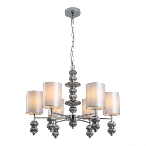 Подвесная люстра со стеклянным декором Lumion Ilmira 8338/6 хром/серый, металл/стекло/текстиль E14 6*40W 220V (на цепи)