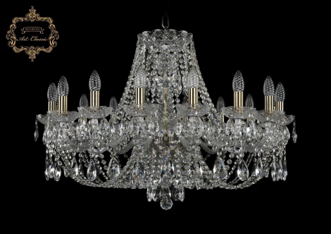 Подвесная большая люстра Art Classic 11.21 11.21.16.300.Br.Sp (220V, хрусталь, на цепи, подсвечник, свеча)