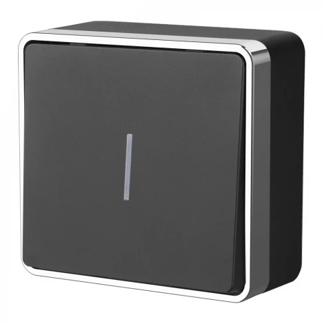 Выключатель одноклавишный с подсветкой Gallant (черный/хром) Werkel W5010135 (a050979)