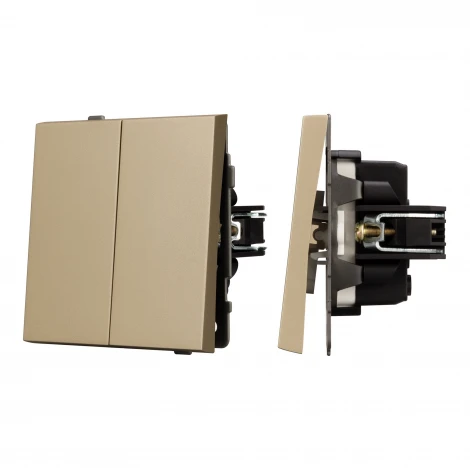 Механизм выключателя двухклавишный проходной SWT-TENDO-MKP2-SFPL-GD (230V, 10A) (Arlight) 054554