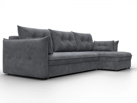 Диван угловой Лига-100 НПБ угол универсальный (ДСП,Фанера/Пластик/Велюр/Темно-серый) Лига Диванов 133659