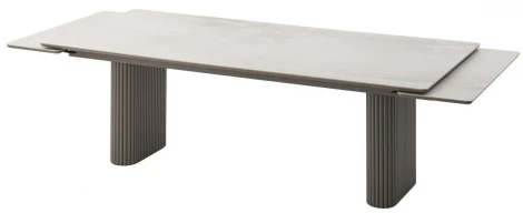 Стол АДАЖИО 240 (320) см ЭЛЛИПС цвет ОНИКС (VARESE ONICE), керамика / Латте каркас M-City 64581