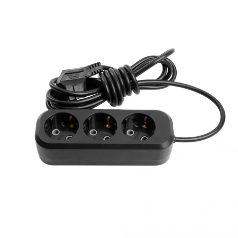 Удлинитель 3-х местный с заземлением 5 метров (черный) Stekker Home 50420