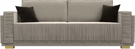 Диван прямой Лига-044 (Бежевый,Коричневый/Микровельвет) Лига Диванов арт.122256