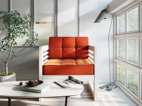 Кресло Arsko Сега беленый дуб велюр оранжевый