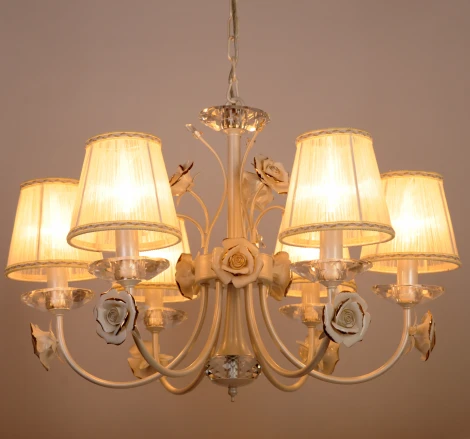 Подвесная люстра Abrasax 2031/6 (cream pearl) (220V, на цепи, цветы, розы)