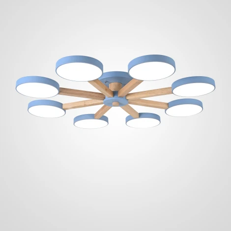 Потолочная люстра Wi-Fi на штанге Turna 8 Blue By ImperiumLoft Turna01 (LED, 220V, пульт управления, голосовое управление, умный дом - Алиса)