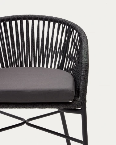 Веревочный полубарный стул Yanet черного цвета 65 см La Forma (ex Julia Grup) арт.114295