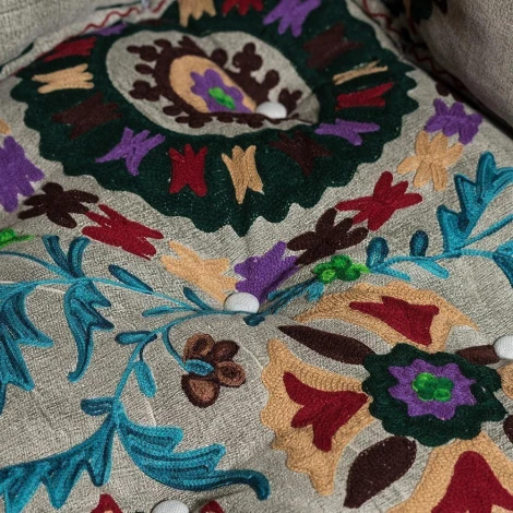 Модуль мягкий угловой Secret De Maison SOL (mod. 10234) серый с цветами (cotton velvet)