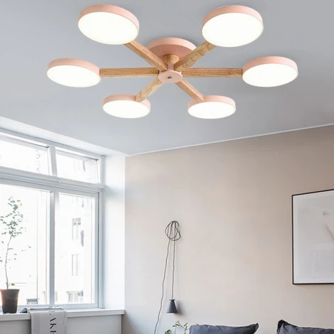 Потолочная люстра Wi-Fi на штанге Turna 6 Pink By ImperiumLoft Turna01 (LED, 220V, пульт управления, голосовое управление, умный дом - Алиса)