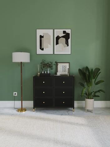 Комод Leset Нирита/Хайди, 6 ящиков, Черный