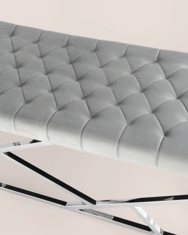 Банкетка-скамейка Stool Group АРТ ДЕКО велюр серый сталь серебро УТ000001881