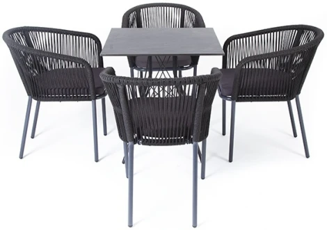 "Форли" обеденная группа на 4 персоны, квадратный стол, цвет "серый гранит" 4SIS арт.УТ-00003407