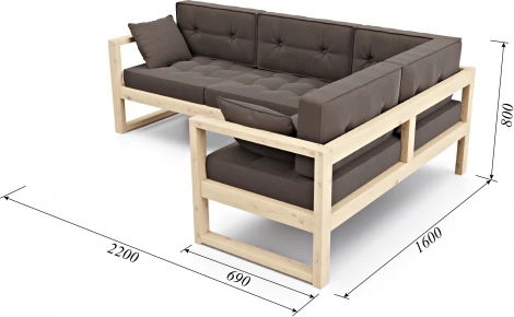 Диван Arsko Астер У сосна каменный велюр