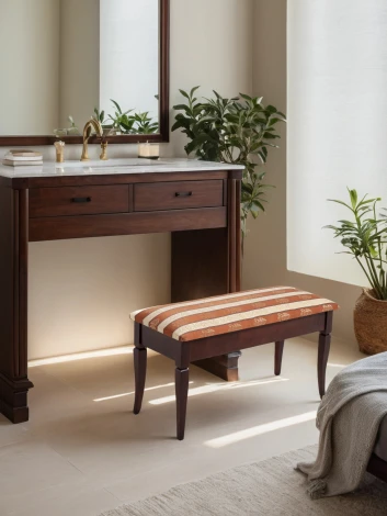 Банкетка Вивальди М с ящиком средне-коричневый, ткань полоса коричн. Mebelik 009413