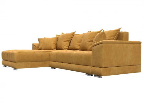 Диван угловой НордСтар левый угол (ДСП,Брус/Пластик/Велюр/Желтый) Лига Диванов 127934L