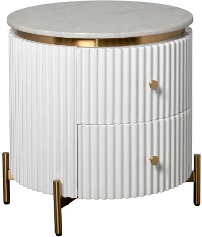 Тумбочка 2 ящика с мраморной столешницей d51*55см Garda Decor арт.77IP-GD009-TUMB/1