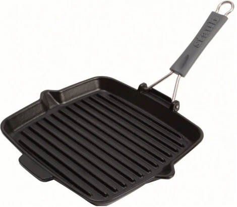 Сковорода для гриля квадратная, черная с силиконовой ручкой 24х24 см 1202123 Staub