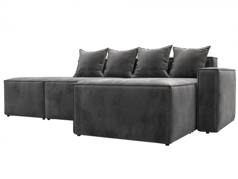 Диван угловой модульный Лига-063 угол правый (ДСП/Пластик/Велюр/Серый) Лига Диванов 129795