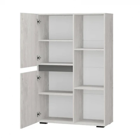 Шкаф БТС-стеллаж Мрия ШК-16, Бетон пайн светлый, Графит