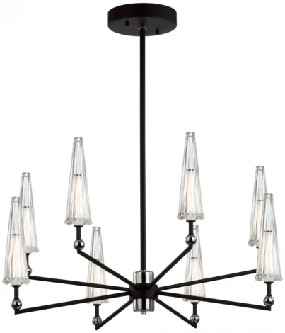 Потолочная люстра на штанге Odeon Light Fungo 5429/39L черный матов./прозрачный/металл/стекло/акрил LED 39W 3000K 1330Лм (220V, зонтик)