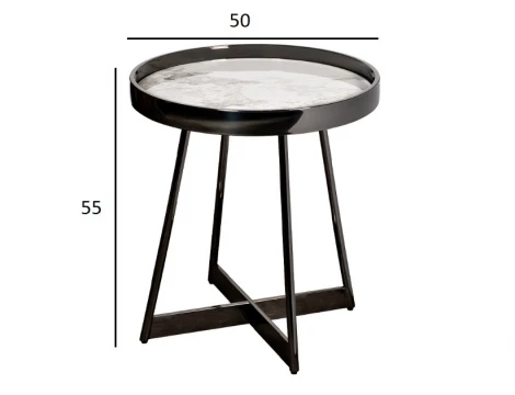 47ED-28020 Стол журнальный белый/черный хром 50*50*55см Garda Decor