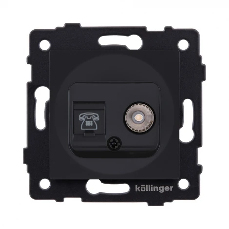 Розетка двойная TV (мама) + телефонная розетка RJ11, черный матовый Kollinger REA-013BM для Aspekt, Eleganz, Reflex