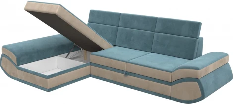 Диван угловой Лига-032 левый угол (Бирюзовый,Бежевый/Велюр) Лига Диванов арт.121644L