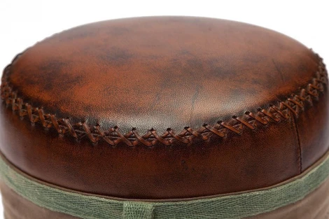 Пуф Secret De Maison CHAPELLE ( mod. M-6400 ) коричневый (металл/кожа буйвола/ткань хлопок)