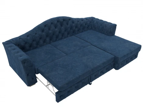 Диван угловой Артис правый угол (Брус,Рейка/Пластик/Велюр/Синий) Лига Диванов 128027