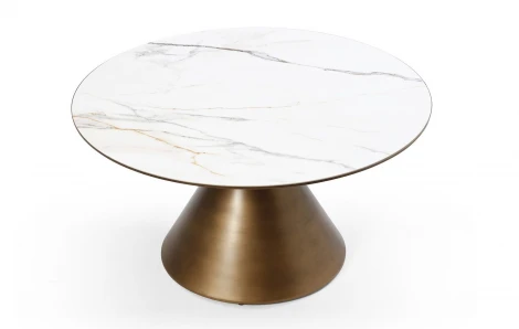 Стол журнальный CT9346CI (D90) белый керамика (LIUJINBAI) ESF 5703