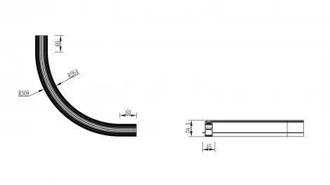 Коннектор радиусный внутренний для встраиваемого глубокого шинопровода под гипсокартон, черный Lumker SY-LINK SY-LINK-CNT1-R300BL