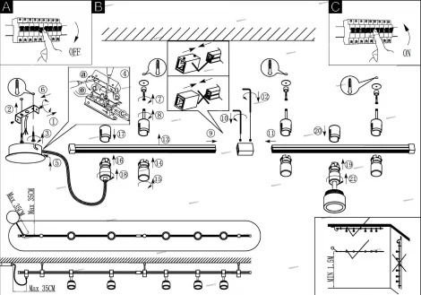 Трековая система в сборе Eglo Vilanova 1 94418