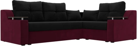 Диван угловой Кронос правый угол (Черный,Бордовый/Микровельвет) Лига Диванов арт.114630