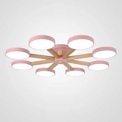 Потолочная люстра Wi-Fi на штанге Turna 8 Pink By ImperiumLoft Turna01 (LED, 220V, пульт управления, голосовое управление, умный дом - Алиса)