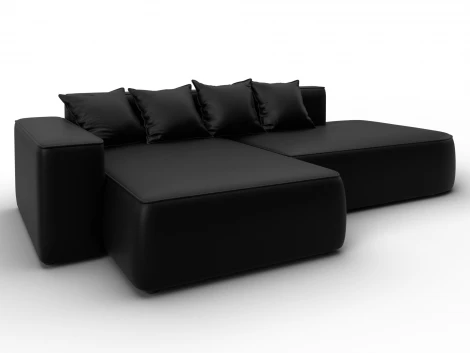 Диван угловой Лига-065 угол левый (ДСП/Пластик/Экокожа/Черный) Лига Диванов 129804L