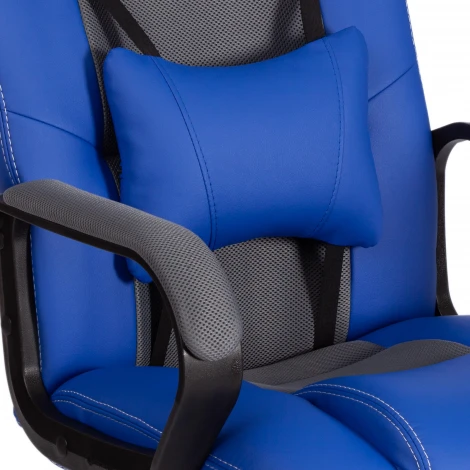 Компьютерное кресло игровое Tetchair DRIVER (Исскуственая кожа,Ткань/Синий,Серый)