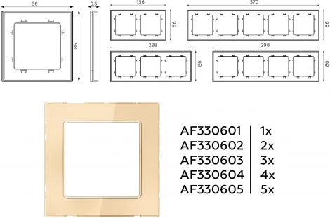 Рамка Ambrella Volt ALFA Platos (Шампань Стекло органическое) 4-ая AF330604