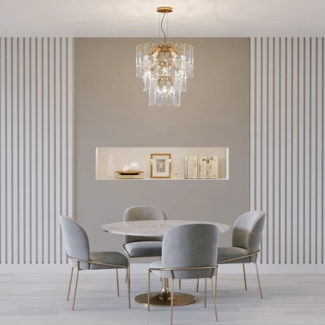 Подвесная люстра Wi-Fi Eurosvet Claire 60171 золото (220V, управление смартфоном, голосовое управление, умный дом - Minimir Home, Алиса, Маруся, Салют, на тросе)