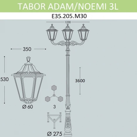 Наземный фонарь Fumagalli Noemi E35.205.M30.AXH27 (220V, IP55)