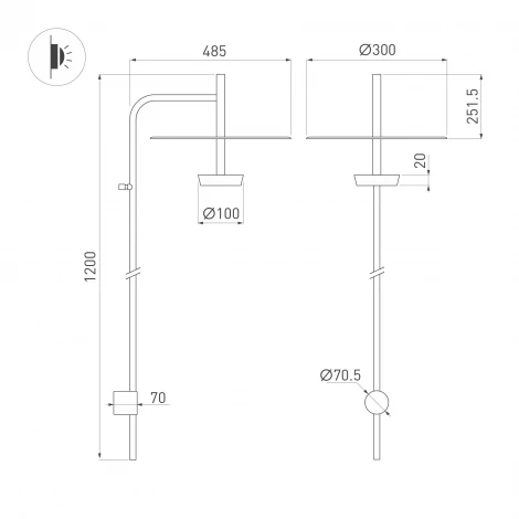 Бра светодиодное SP-CAMPANA-WALL-L1200-9W Warm3000 (BK, 130 deg, 230V) (Arlight, IP20 Металл) 059599