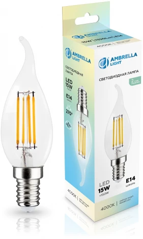 Лампа светодиодная Свеча на ветру CF35 15W 4000K Ambrella Bulbing 351524