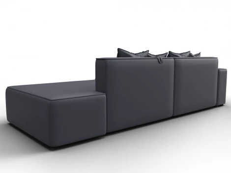 Диван угловой Лига-079 угол левый (ДСП/Пластик/Экокожа/Серый) Лига Диванов 129819L