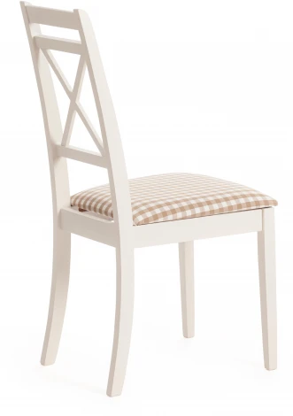 Стул Picasso (PC-SC) дерево гевея, 45х53х97см, ivory white (слоновая кость 2-5), ткань: клетка мелкая (S505-18) Tetchair 12349