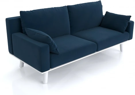 Диван Arsko прямой Колин белая эмаль велюр синий