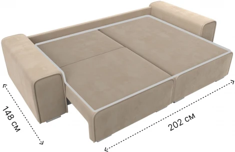 Диван угловой Лига-029 правый угол (Бежевый/Велюр) Лига Диванов арт.121924