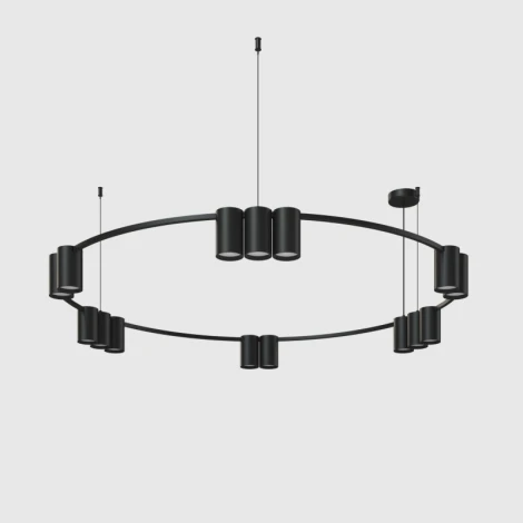 Подвесной светильник Denkirs Orbit DK4067-BK 15xGU10 LED до 15 Вт, черный матовый (220V, на тросе, кольцо)