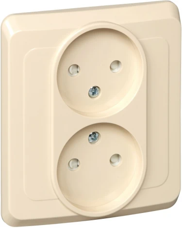 Розетка встраиваемая двойная без заземления со шторками (кремовый) Systeme Electric Этюд PC16-006K